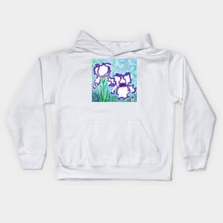 White Irises with Purple Border Kids Hoodie